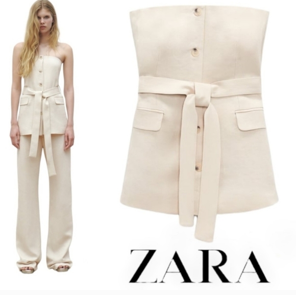 Zara strapless linen blend top - Picture 5 of 8